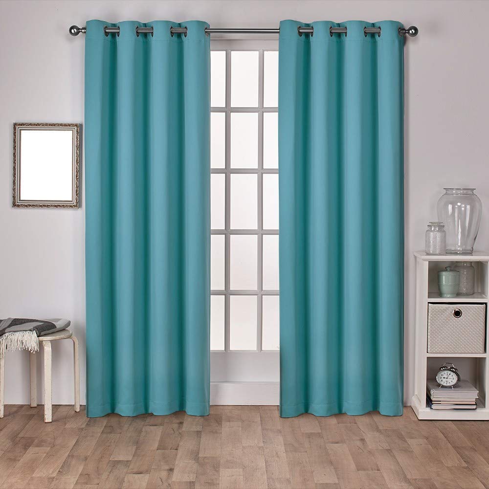 Exclusive Home Curtains Sateen Woven Blackout Grommet Top Panel Pair, Teal, 52x96, 2 Piece