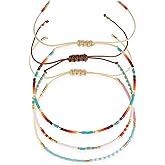 BXDA Beaded Stack Bracelets Set for Women, Boho Handmade Adjustable Colorful Beads Stackable Strand Bracelet Prom Jewelry Gift.