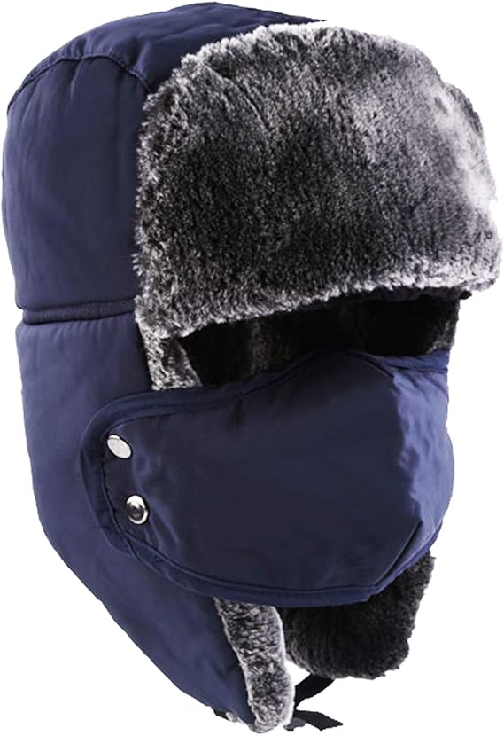 Winter Trooper Hat, Unisex Windproof Waterproof Warm Aviator Trapper Hat with Removable Face