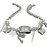 TIVMIK Personality Wind Watch Necklace Neck Chain Spicy Women Design Niche Star Rivets Retro Punk Choker.