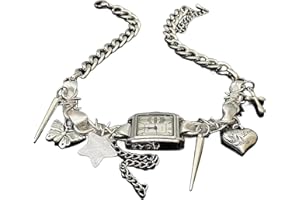 TIVMIK Personality Wind Watch Necklace Neck Chain Spicy Women Design Niche Star Rivets Retro Punk Choker., use, Titanium, No 