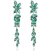 Fashion Rhinestone Statement Drop Dangle Earrings Dangling Sparkly Crystal Marquise Bridal Bridesmaid Wedding Earrings Long Chandelier Teardrop Earrings for Women Prom Party