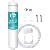 AQUA CREST INL-PLUS 5 Years Inline Water Filter for Ice Maker | High Capacity, 1/4-Inch Direct Connect Fittings, Easy Installation, Reduces Chlorine, Sediment, Bad Taste &amp; Odor
