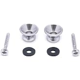 Metallor Guitar Strap Buttons Strap Pins End Pins Locks Bell Style 2Pcs | Chrome, for Electric Guitar Acoustic Guitar Bass Ukulele Mandolin Instruments, with Mounting Screws and washers, Guitar Parts