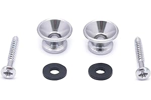 Metallor Guitar Strap Buttons End Pins Locks Metal with Mounting Screws and Washers for Electric Guitar Bass Acoustic Guitar Ukulele Mandolin Chrome Set of 2Pcs.