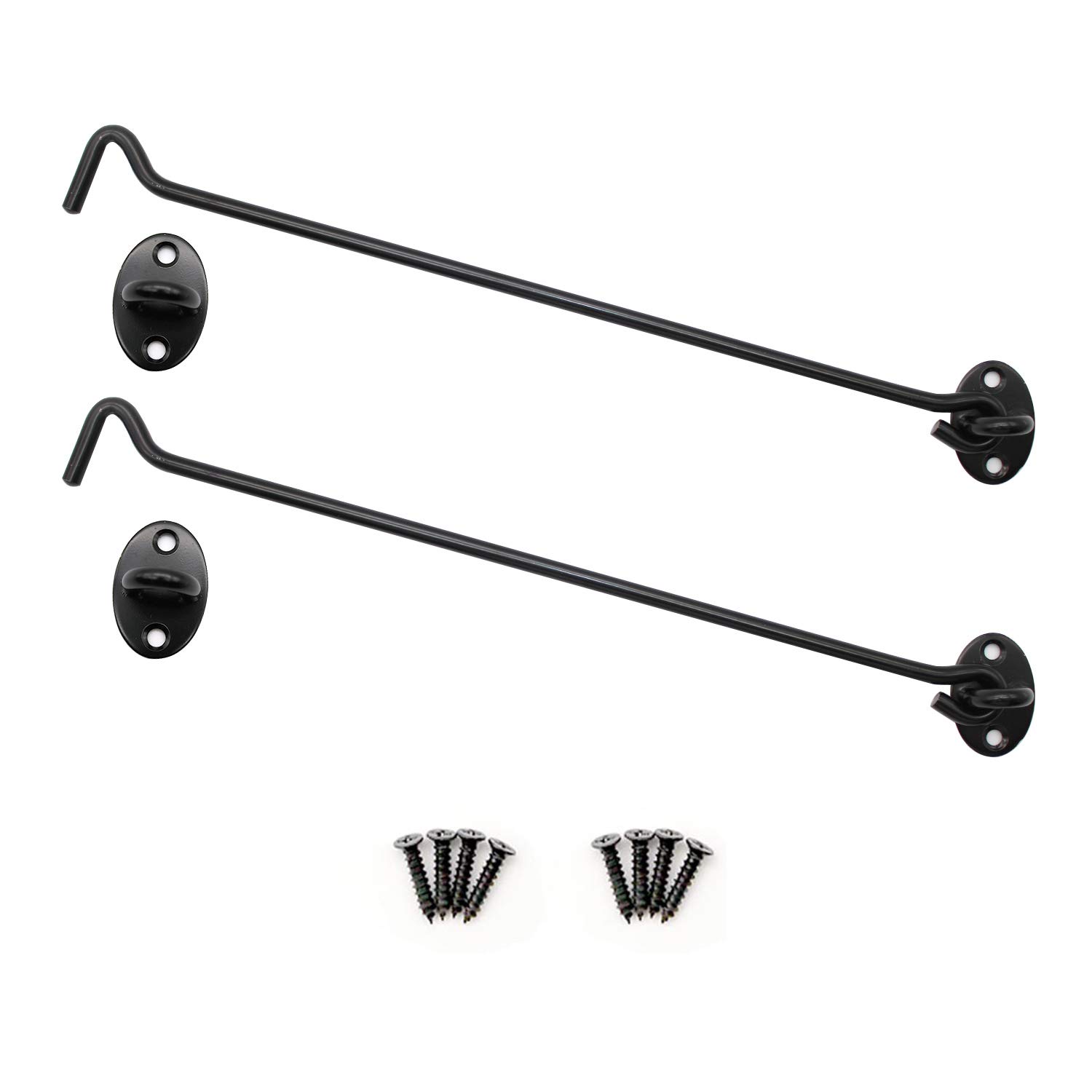 CHSEROK 2 Pcs Stainless Steel Gate Latch Lock Eye Latch with Mounting Screws, Solid Thick Can be Used for Cabin Privacy Hook（12 inch，Black）