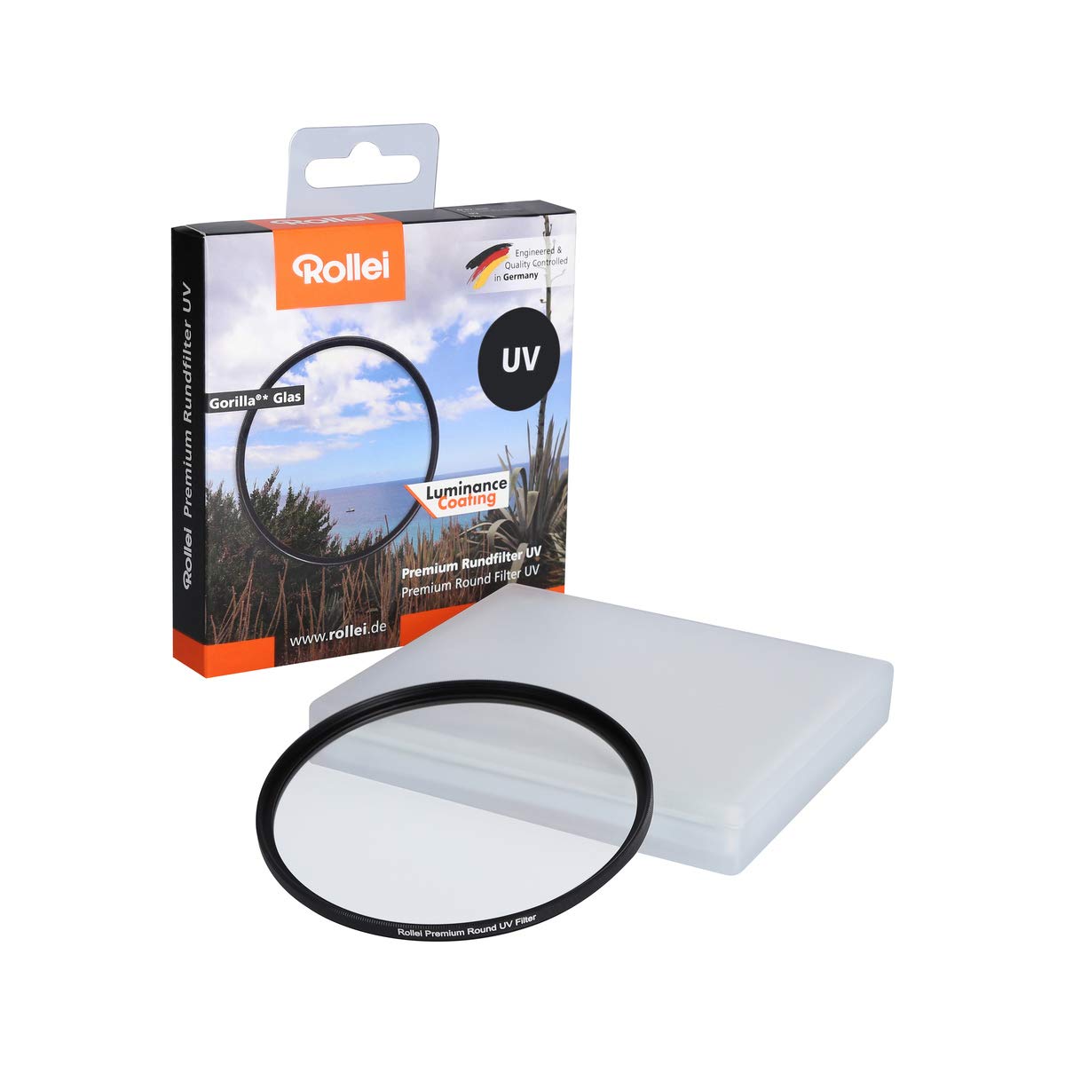 Rollei Premium Round Filter UV 49 mm - UV filter and protective filter with aluminum ring made of Gorilla glass with special coating - Size: 49 mm