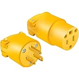 STARELO Electrical Replacement Plug & Connector Set Extension Cord Ends Yellow Shell 125V 15A 2Pole 3Wire NEMA 5-15P & 5-15R 