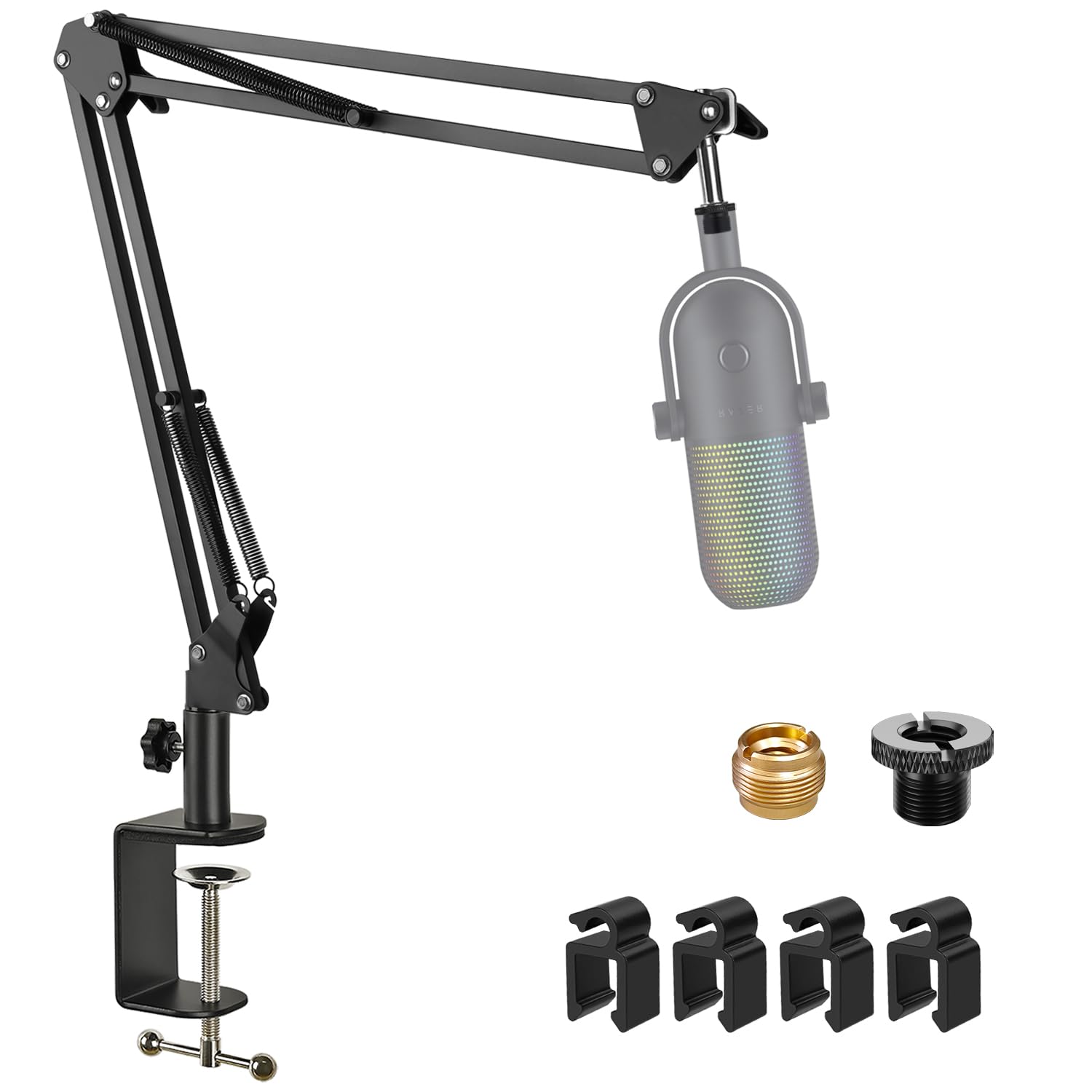 Rigych Adjustable Mic Boom Arm, Mic Stand Compatible with Razer Seiren X Mini V2 V3 USB Microphone for Recording, Gaming, Streaming