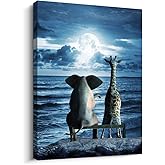 Canvas Wall Art For Bedroom Wall Decor For Office Modern Family Bathroom Canvas Art Animal Elephant Abstract Pictures Artwork Blue Ocean Wall Painting Living Room Ready To Hang Home Decorations
