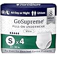NorthShore GoSupreme Overnight Incontinence Underwear, 8-Hour Pullup Style, Small, 4 Count Trial, White, 22-32 inches, Unisex Adult Diapers