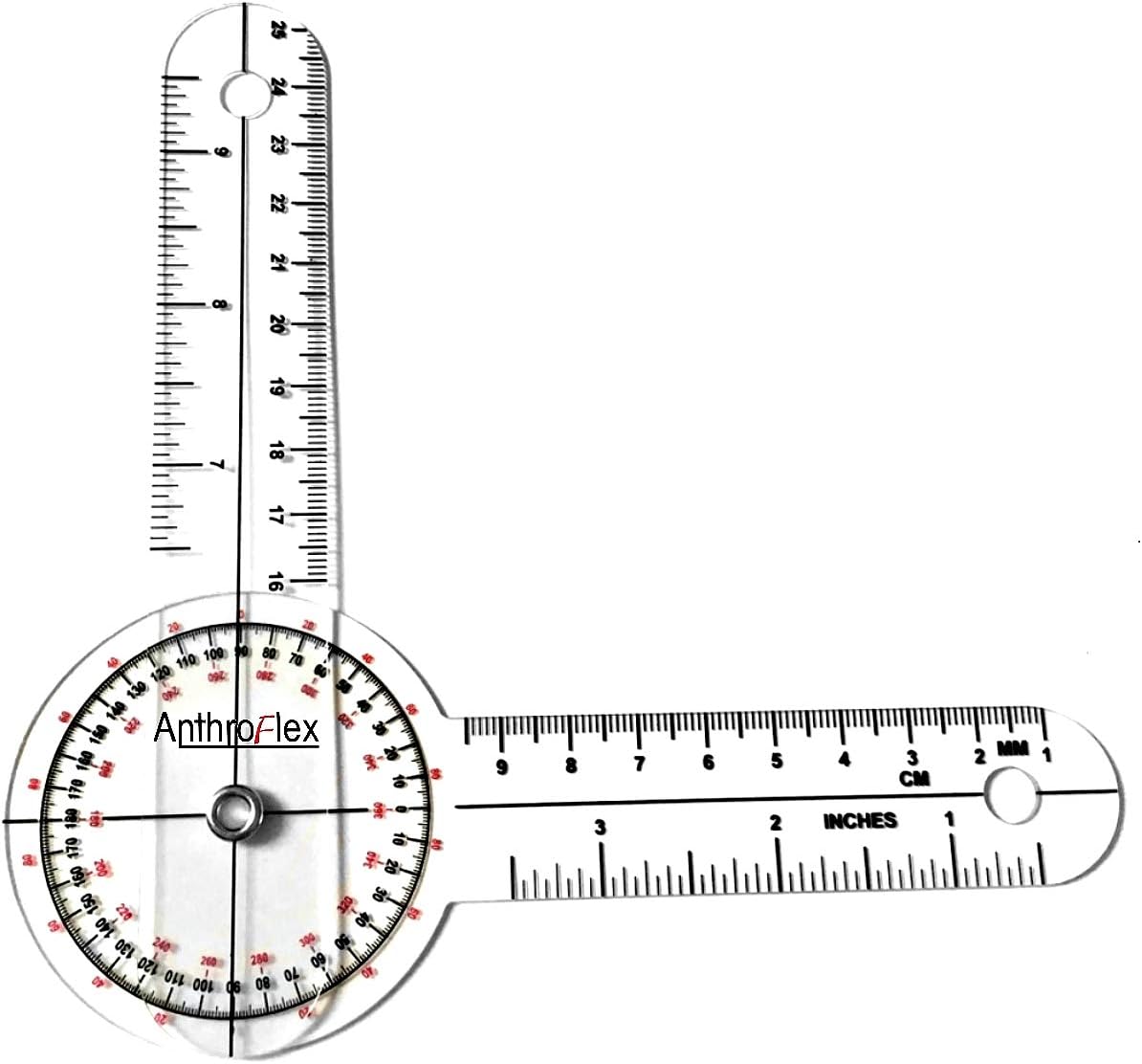 AnthroFlex Goniometer Set of 6 with Bag : 12", 8", 6", 180, Finger, Spinal - To Measure Range of Motion of Joints For Physical Therapy and Occupational Therapy - CM and Inches, Made of Durable Plastic: Health & Personal Care