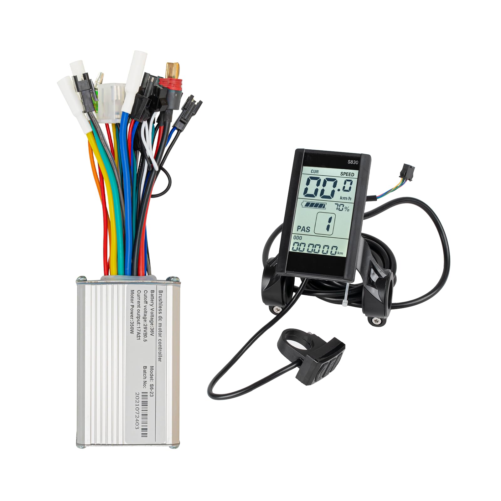 Kunray Ebike Controller 350W 17A Electric Scooter Controller Kit 24V 36V 48V Waterproof LCD Display Panel Electric Controller Kit Brushless Controller with S830 LCD Panel Screen with USB Charging Port