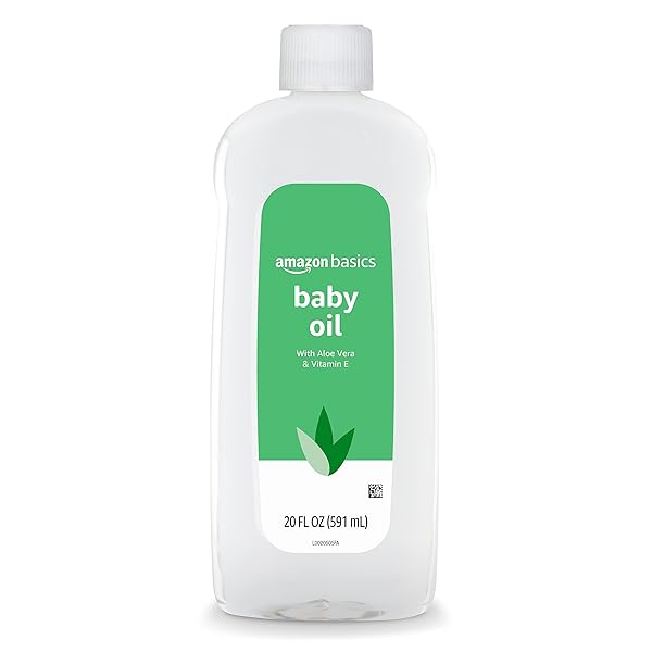 AMAZON BASICS BABY OIL WITH ALOE VERA & VITAMIN E, 20 FL OZ (PACK OF 1) (PREVIOUSLY SOLIMO)