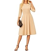 GRACE KARIN Work Dresses for Women 2025,3/4 Sleeve Church Dresses, A-line Fall Wedding Guest Dress with Pockets