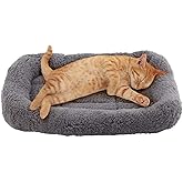 Enjoying Cat Mat Bed 10" x 15" Pet Bed with Pillow Around for Puppy Kitten Curled Sleeping Beds for Carrier/Crate Small Dog Cushion, Anti Skid Bottom, Small