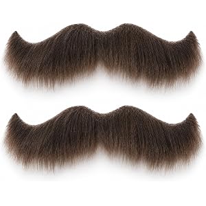 Honcloud DIY Self Adhesive Fake Mustache Black Costume Facial Hair for Adults | Novelty fake beard for Halloween costumes, co