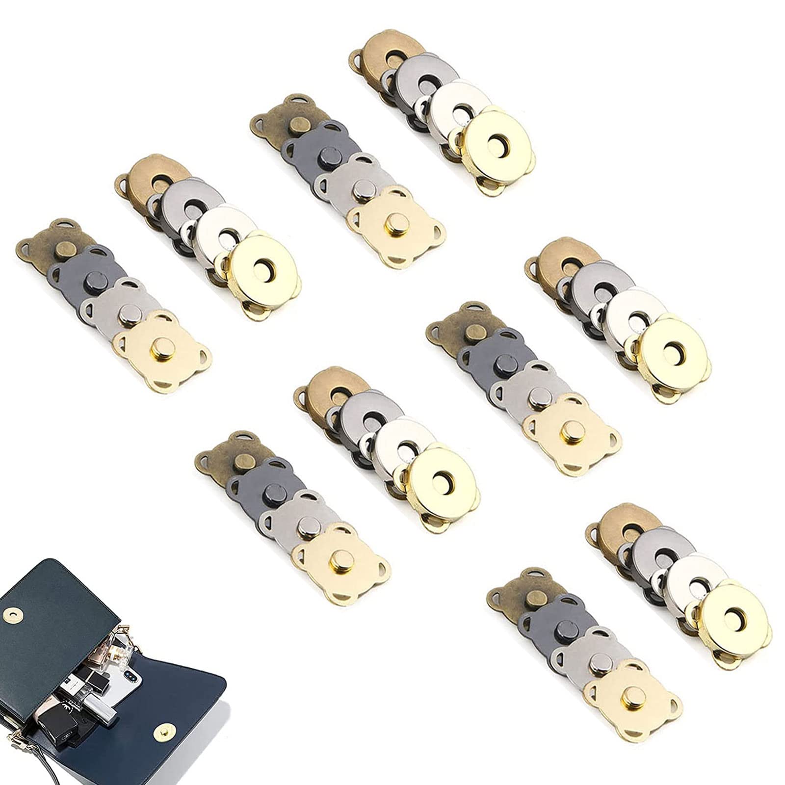 Magnetic Snap Buttons, Metal Magnetic Snap Buttons, 20 PCS Magnetic Buttons, Magnetic Fasteners for Bags, Fasteners for Clothing, Magnetic Clasps for Bags, Magnetic Buttons for Bags
