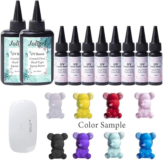 UV Epoxy Resin Kit 200ML Crystal Clear Transparent + 8x30ML Colour