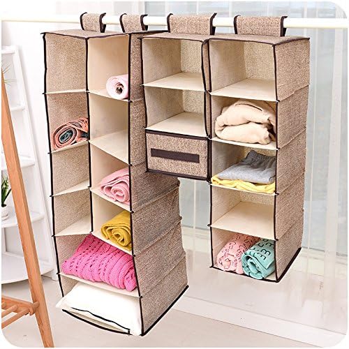 szwanhuixing Home Hanging Clothes Storage Box (5 Shelving Units) Friendly Closet Cubby, Sweater & Handbag Organizer - Keep Your Wardrobe Clean & Tidy. Easy Mount