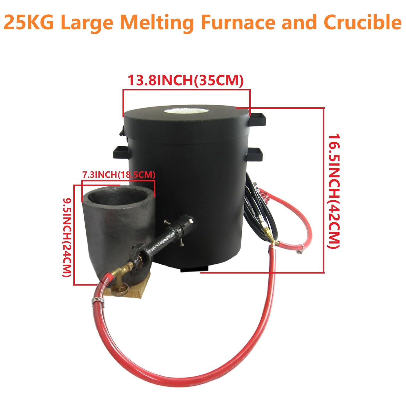 25KG(55LBs) Large Propane Smelting Furnace Kit with Crucible 25KG, Double Forge Burners and Dual Regulators, Foundry Casting Kiln Furnace for Melting Metal Recycle Gold Copper Aluminum