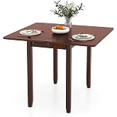 GOFLAME Extendable Dining Table for 4, Folding Kitchen Table with Storage Compartment &amp; Rubber Wood Legs, Space-Saving Dinner Table for Living Room, Kitchen, Dining Room, Small Space, Cherry Brown