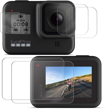 Amazon Taisioner Gopro Hero 8 Black専用強化ガラスフィルム スクリーン レンズ Led保護フィルムセット 耐衝撃 気泡ゼロ キズ防止 飛散防止 6枚入り2セット Gopro Hero8 Black Taisioner 家電 カメラ
