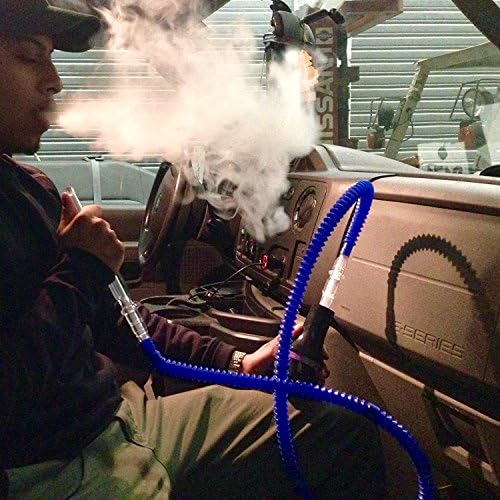 Car Hookah On The Go With Hose Plastic Washable Stretchable Retractable Compressible Shisha Chicha Narghile Ten Flavors to choose from Herbal Hookah On the Go (Blueberry Mint)