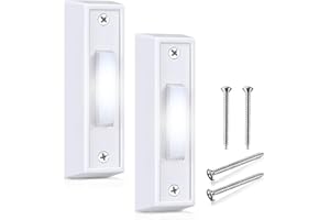 2 Pcs Lighted Doorbell Button, LED Wall Mounted Door Bell Button Wired, Suitable for Home Door/Garage Door Opener Button (Whi