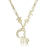 Scorpio Zodiac Necklace for Women Scorpion Horoscope Constellation Pendant 14K Gold Plated Star Sign Jewelry with Crescent Moon Intuitive Birthday Gifts for Her Wife Daughter Mom Grandma