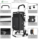 VOUNOT Folding Shopping Trolley 6 Wheels Aluminium 60L Black view 3