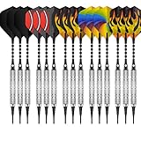 CyeeLife 15PCS-Soft tip Darts 18g-180Tips-30Flights(Standard&Slim)-15 Aluminum shafts with Rubber Rings-Sliver/Gold/Black-Gift Box Packaging