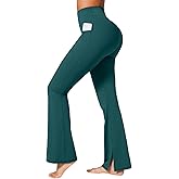 BRXL 30" Flare Leggings for Women No Front Seam High Waist Tummy Control Mini Flared Workout Yoga Pants Pockets