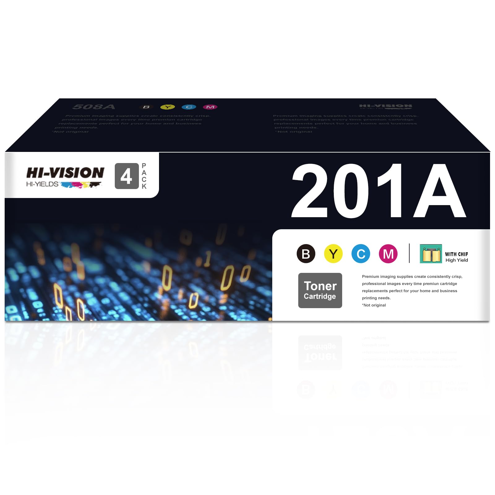 Photo 1 of HI-VISION HI-YIELDS 201A Toner Cartridge Compatible for HP 210A for HP 201 XWorks with HP MFP M277dw M252dw M277c6 M277n M277 M252n Printer (Black, Cyan, Magenta, Yellow, 4-Pack)