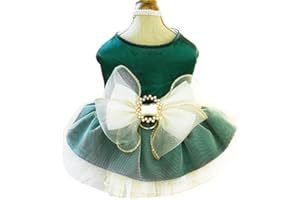 ANIAC Retro Dog Tulle Dress with Leash Ring Spring Summer Girl Puppy Clothes for Small Dog Cat Apparel Formal Pet Prom Dress for Christmas Wedding Birthday Valentines (Green,Medium)