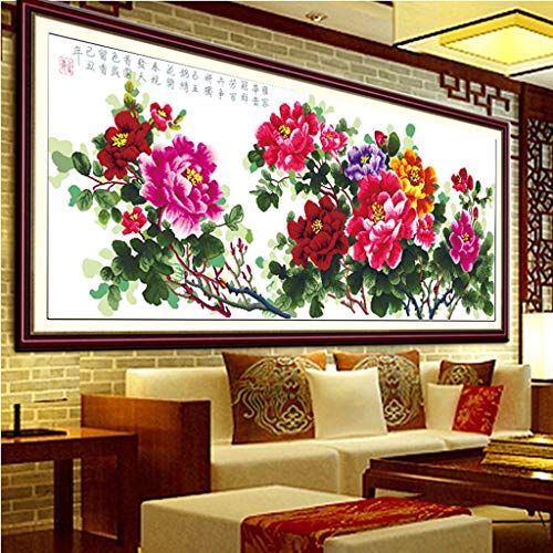Finished Cross-Stitch, Rich Peony, National Color, Charm, Cross Stitch, New Living Room, Large