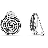 LeCalla 925 Sterling Silver Small Medium Clip On Earrings Non-Pierced Clip-On Stud Earring for Teen Women
