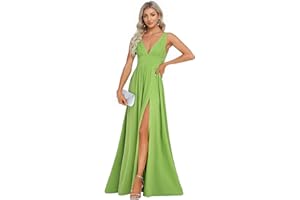 Ever-Pretty Women's Bridesmaid Dresses Deep V-Neck Sleeveless Side Slit Floor Length Wedding Guest Dress 0168B