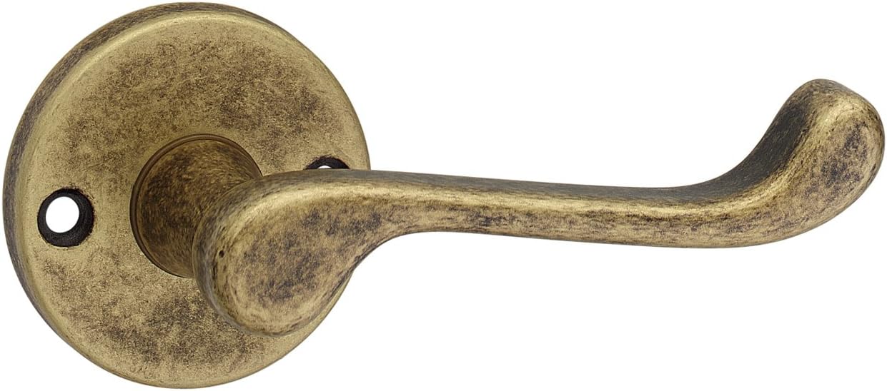 URFIC 100-460-AB Victorian Scroll Antique Copper Lever on Rose Door Handle Set
