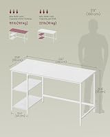 VASAGLE Computer Desk 140x60x76 cm Maple White LWD055W01 view 6