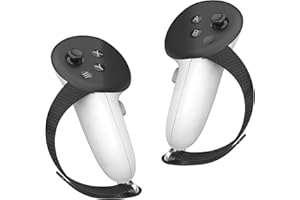 HZLucki Controller Grips Compatible with Meta Quest 3S/Quest 3 Accessories, Adjustable Knuckle Straps Fits Most Hands, Soft Hand Cover for Official Charging Dock Battery (black)