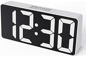 Mesqool Digital Alarm Clock for Bedroom, White, 7-Inch Screen, Adjustable Brightness, Loud Alarm, USB Charger, 12H/24H Time Format, Night Light, Dual Alarms, 18-Month Warranty