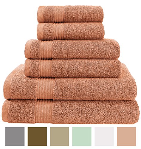 American Veteran Towel, 2018 Collection, 100% Cotton 6 Piece Turkish Bath, Hand and Face Towels, Tea Rose