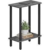 TUTOTAK Narrow Side Table, 2-Tier Small End Table for Couch | Skinny Sofa Table, Slim Nightstand, Easy Assembly for Living Room, Bedroom, Grey TB01BY062