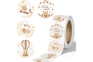 GREHUMOR 500Pcs Bear Baby Shower Decor-Thank You Beary Much Stickers Roll Bear Thank You Label Stickers for Baby Shower Party,Kids Birthday Party, Gender Reveal Supplies Gift Bags Box Envelope Seal Sticker