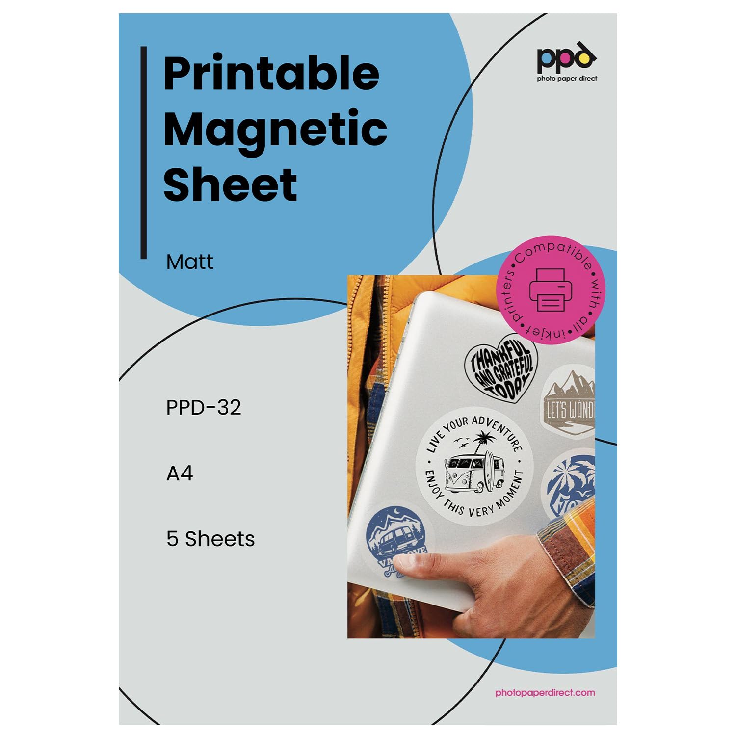 PPD PPD 5 Sheets A4 Inkjet Magnetic Matt Photo Paper - Easy to use for Home and Office PPD-32-5