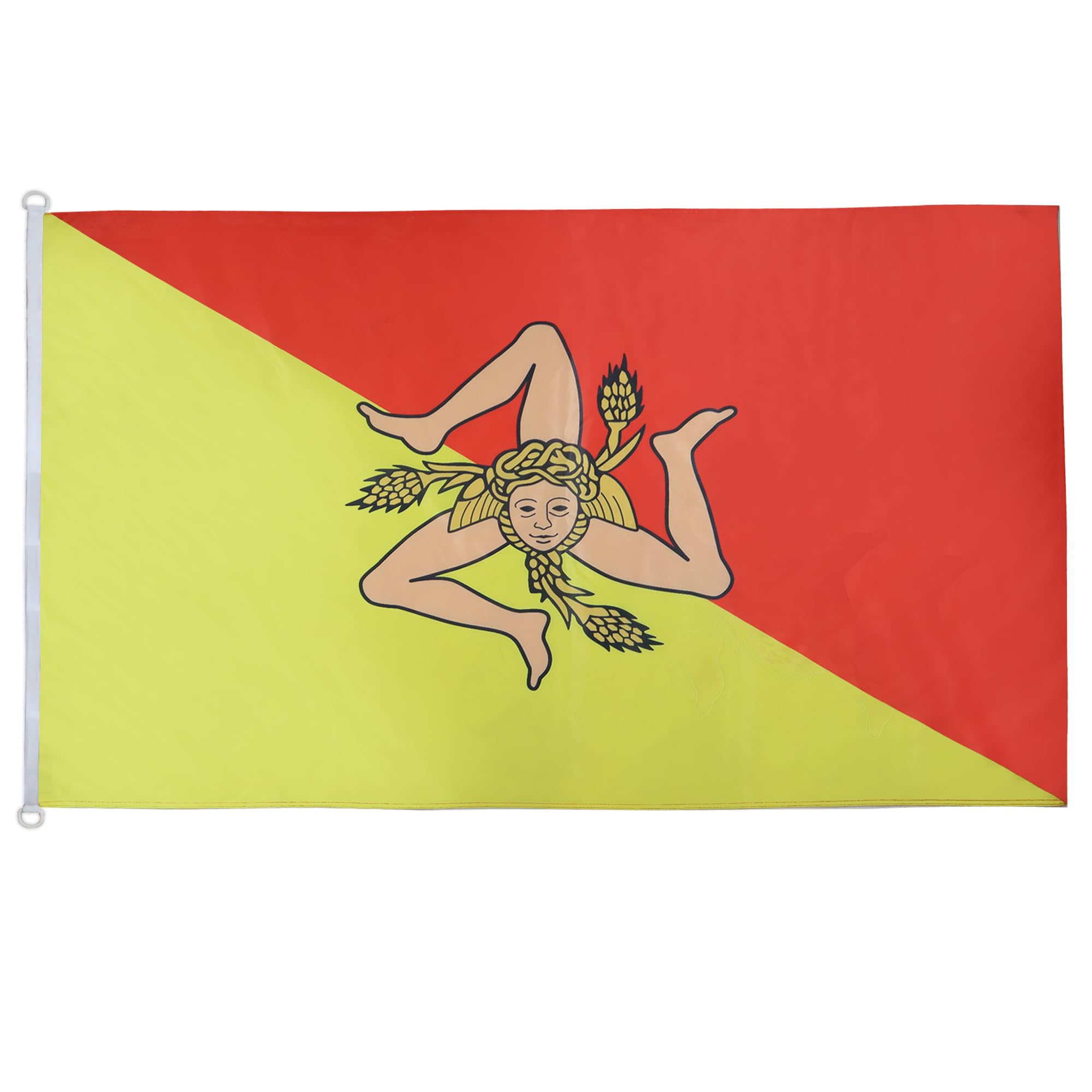 AZ FLAG - Sicily Flag - 3x5 Ft - For Outdoor - Sicilian Banner Knitted Polyester with Two Plastic Rings - Fade Resistant - Vivid Colors - 3' x 5' Feet - 150x90 Cm