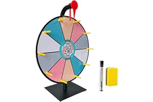 IOBIOTIO 12 inch Prize Wheel-Spinning with Stand, 10 Slots Color Tabletop Roulette Spinner, Spinning Prize Wheel, Heavy Duty Base, Easy Assembly, Include Marker & Eraser, Erasable Surface for Carnival Party