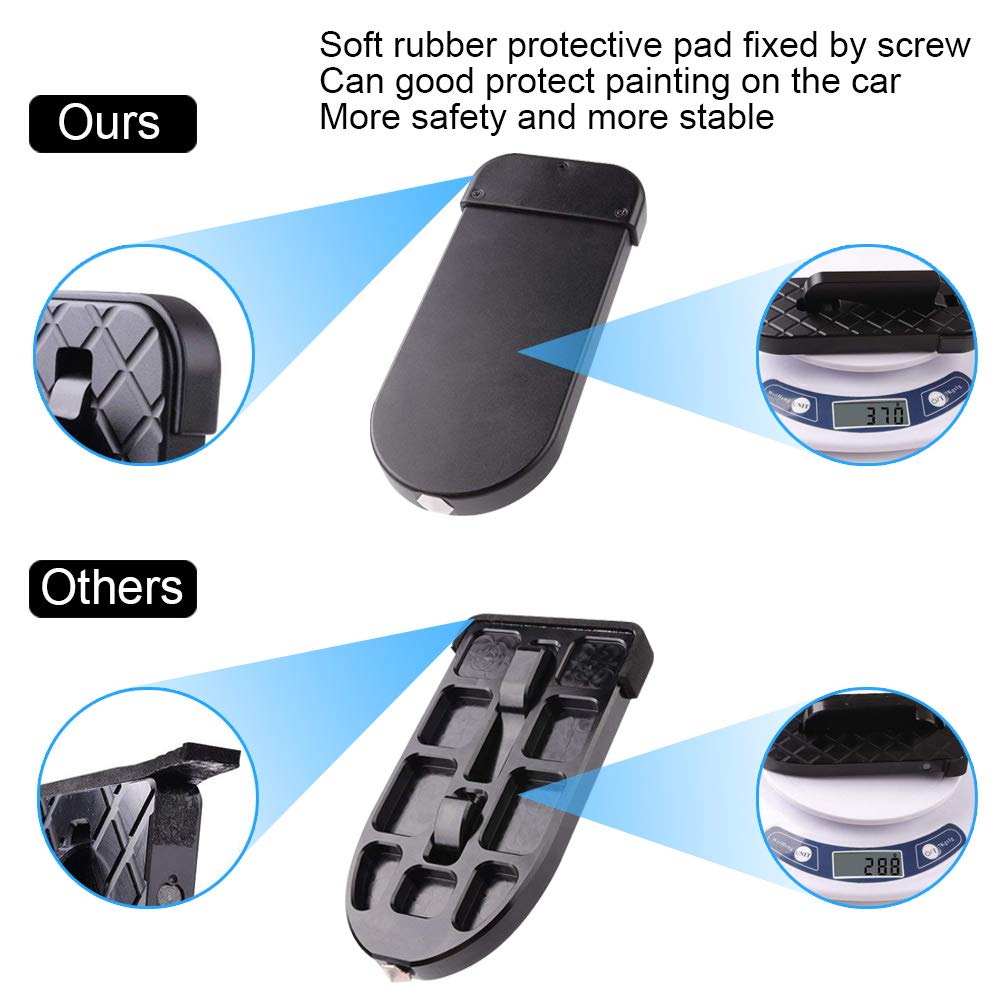 Car Doorstep Vehicle Folding Ladder Hooked on U Shaped Slam Latch Easy Access to Car Roof Rack Rooftop Assistance Doorstep with Safety Hammer Doorstep Black for Jeep SUV Off-Road Vehicles