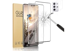 AFSKU [2+2 Pack] Galaxy S21 Ultra Screen Protector and Camera Lens Protector, HD Clear Tempered Glass, Fingerprint Support,3D Full Coverage 9H Hardness, Scratch Resistant , For Samsung Galaxy S21 Ultra 5G (6.8 Inch)